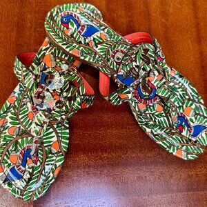 Tory Burch Miller Patent Leather Sandals - RARE Wild Birds - 8